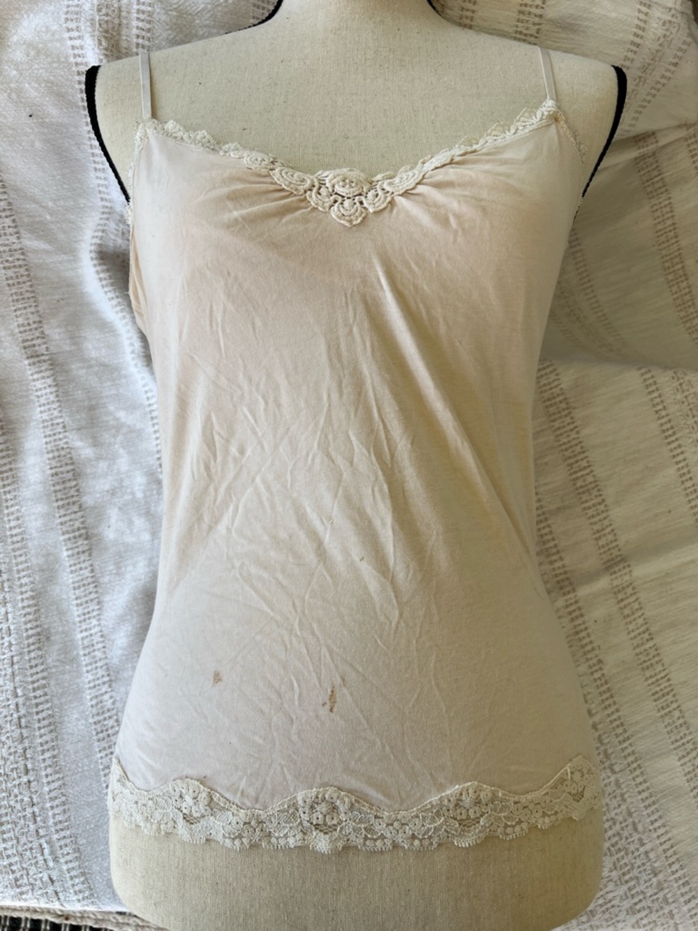 Express Lace Trim Beige Cami Tank Top